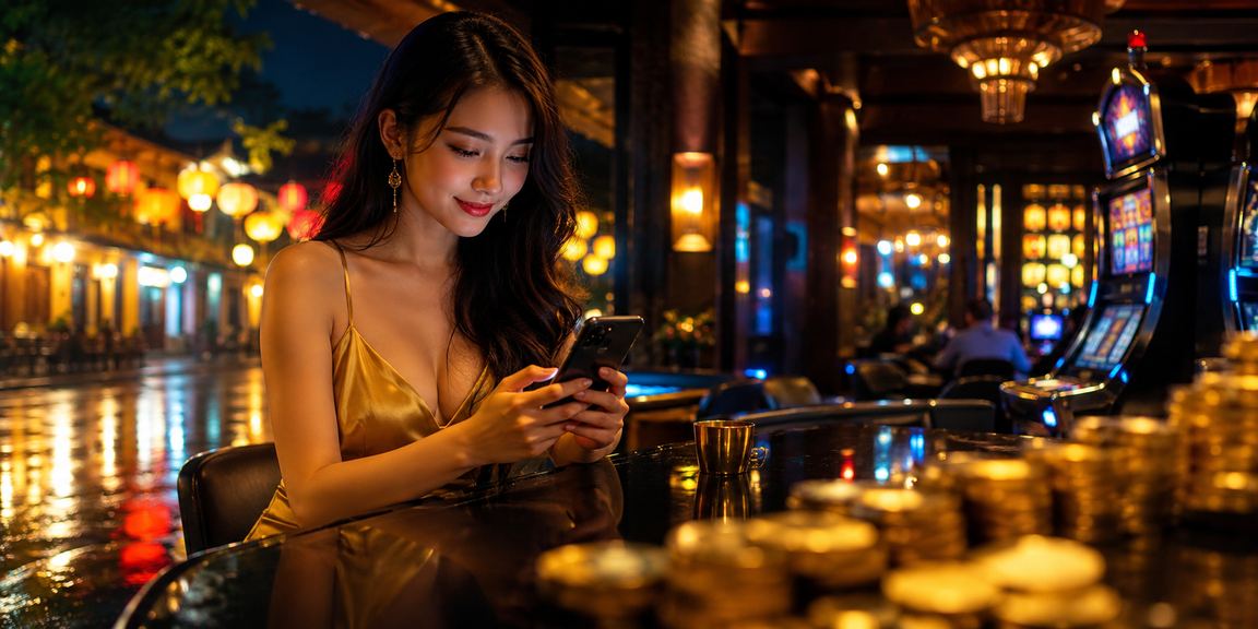 Người dùng tại Hội An truy cập ứng dụng giải trí trực tuyến trên điện thoại bên ly cà phê
