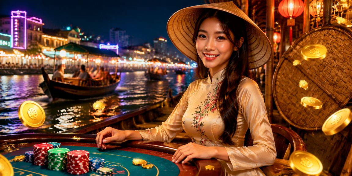 Người chơi thư giãn tại khu vực giải trí ven sông Mekong với nón lá truyền thống